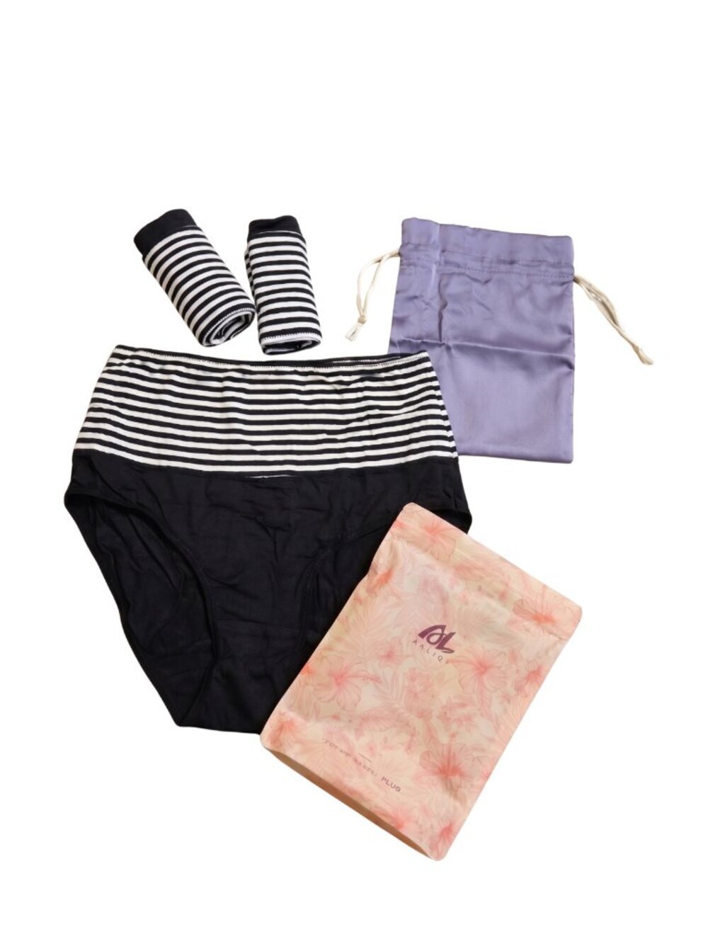 NIP ANLIQI Women Modal Brief Underwear 3 Pack Striped High Waist Panties Medium